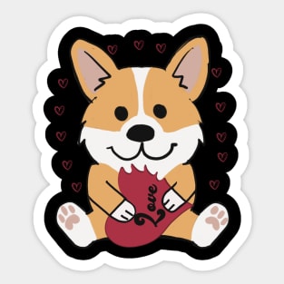 Valentines Corgi ‘Bite out of Love’ Sticker